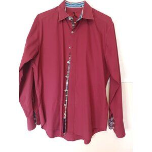 Robert Graham Men's Shirt Size XL/TG Burgundy with Turquoise Stripped inside Col